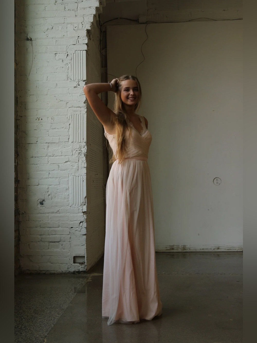 BHLDN Anthropologie Hithero Fleur Lace Tulle Maxi Dress Pink 6 Bridesmaid